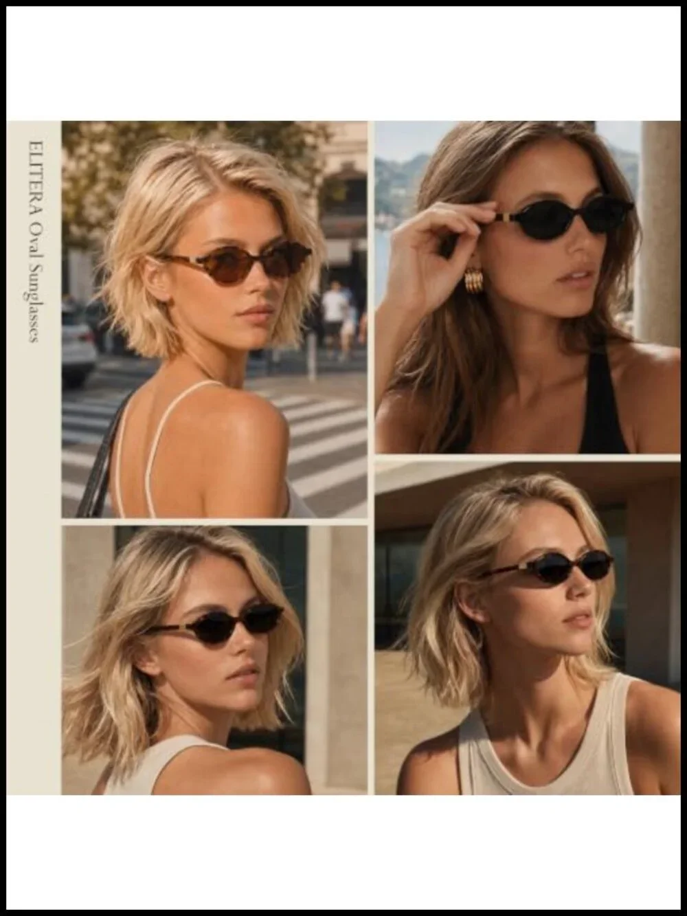 Retro Oval Sunglasses Women 90s Vintage Y2K Trendy Narrow Shades UV Protection